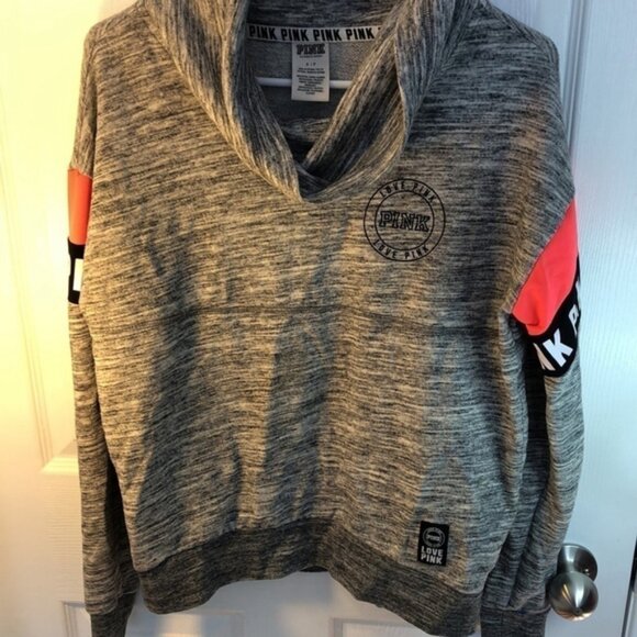 S Pink Victoria Secret grey cowl pullover sweater - Picture 8 of 10